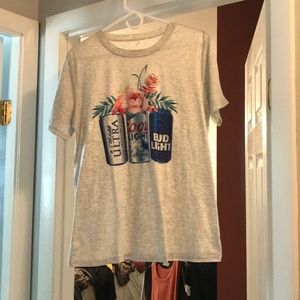 Floral beer can shirt - size XL